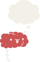 content dessin animé cerveau avec pensée bulle dans rétro style png