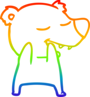 rainbow gradient line drawing of a cartoon bear png