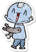 distressed sticker of a cartoon robot png