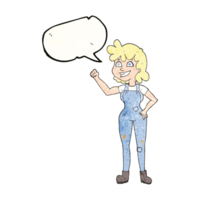 main discours bulle texturé dessin animé déterminé femme serrant poing png