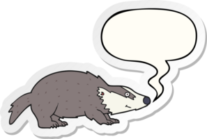 cartoon badger with speech bubble sticker png