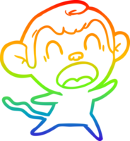 rainbow gradient line drawing of a shouting cartoon monkey png