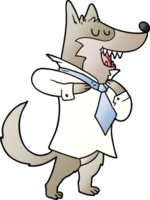 cartoon office wolf getting dressed png