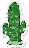 distressed sticker of a cartoon cactus png