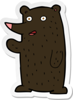 sticker of a cartoon waving black bear png