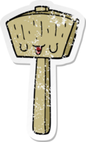 distressed sticker of a cartoon mallet png