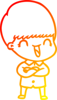 caloroso gradiente linha desenhando do uma feliz desenho animado Garoto png