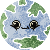 retro illustration stil tecknad serie av en planet jord png