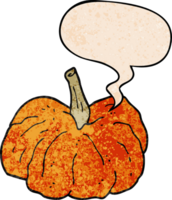 cartoon squash with speech bubble in retro texture style png