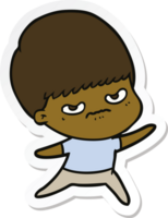 sticker of a cartoon angry boy png