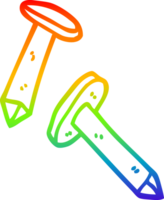 rainbow gradient line drawing of a cartoon nails png