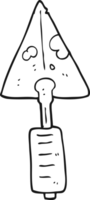 hand drawn black and white cartoon trowel png