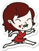 adesivo de uma garota vampira de desenho animado com sangue na bochecha png