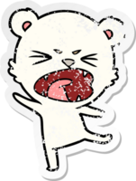 distressed sticker of a angry cartoon polar bear png