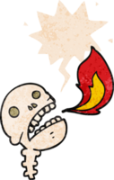 cartone animato spaventoso Halloween cranio con discorso bolla nel grunge afflitto retrò strutturato stile png