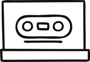 line drawing cartoon of a retro cassette png