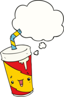 cartoon soda cup with thought bubble png