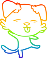 rainbow gradient line drawing of a cartoon dancing dog png