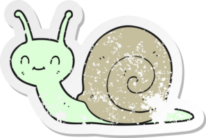 retro distressed sticker of a cartoon cute snail png