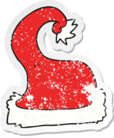 Retro beunruhigter Aufkleber eines Cartoon-Weihnachtsmann-Hutes png