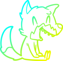 cold gradient line drawing of a laughing fox cartoon png