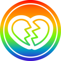 broken heart icon with rainbow gradient finish png