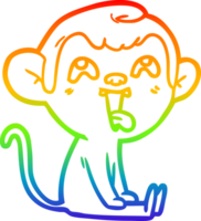 rainbow gradient line drawing of a crazy cartoon monkey png