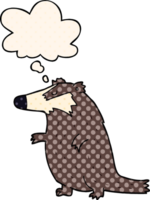 cartoon badger with thought bubble in comic book style png