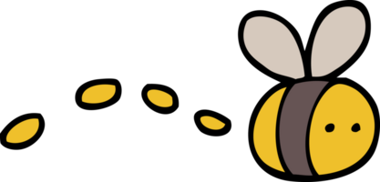 abeille bourdonnante de dessin animé de style doodle dessiné à la main png