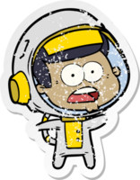 autocollant en détresse d'un astronaute surpris de dessin animé png