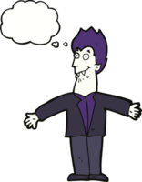 cartoon vampire man with thought bubble png