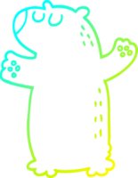 cold gradient line drawing of a cartoon bear standing png