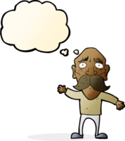 cartoon worried old man with thought bubble png