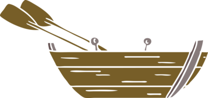 Hand gezeichnet Karikatur Gekritzel von ein hölzern Reihe Boot png