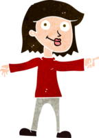 cartoon happy woman pointing png