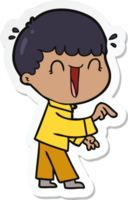 sticker of a laughing cartoon man pointing finger png