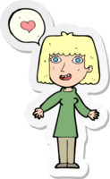 Aufkleber einer verliebten Cartoon-Frau png