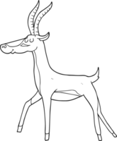 hand drawn black and white cartoon gazelle png