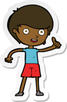 sticker of a cartoon boy giving thumbs up symbol png