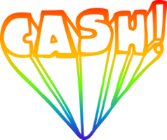 rainbow gradient line drawing of a cartoon word cash png