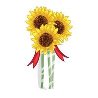 Realistic detailed sunflowers bouquet vector