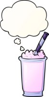 cartoon milkshake with thought bubble in smooth gradient style png