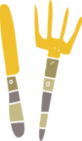 coltello e forchetta di doodle del fumetto png