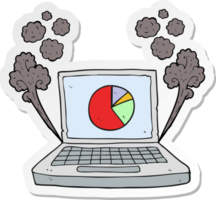 sticker of a cartoon laptop computer with pie chart png