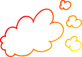 warm gradient line drawing of a cartoon puff of smoke png