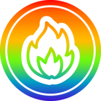 simple flame circular icon with rainbow gradient finish png