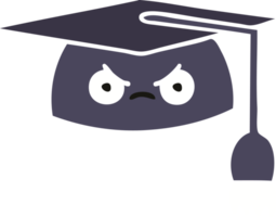 flat color retro cartoon of a graduation hat png