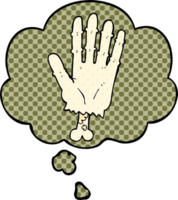 cartoon zombie hand with thought bubble in comic book style png