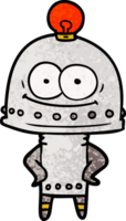 happy carton robot with light bulb png