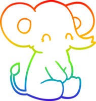 regenboog helling lijn tekening van een schattig tekenfilm olifant png